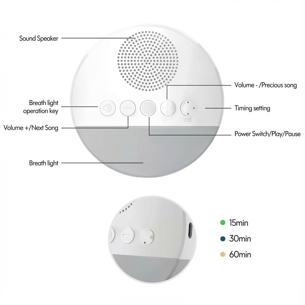 Soothing Baby Sleep Sound Machine with Night Light – Gentle Sounds for Nursery & Toddler Rooms