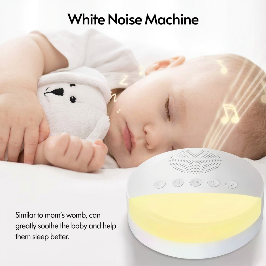 Soothing Baby Sleep Sound Machine with Night Light – Gentle Sounds for Nursery & Toddler Rooms