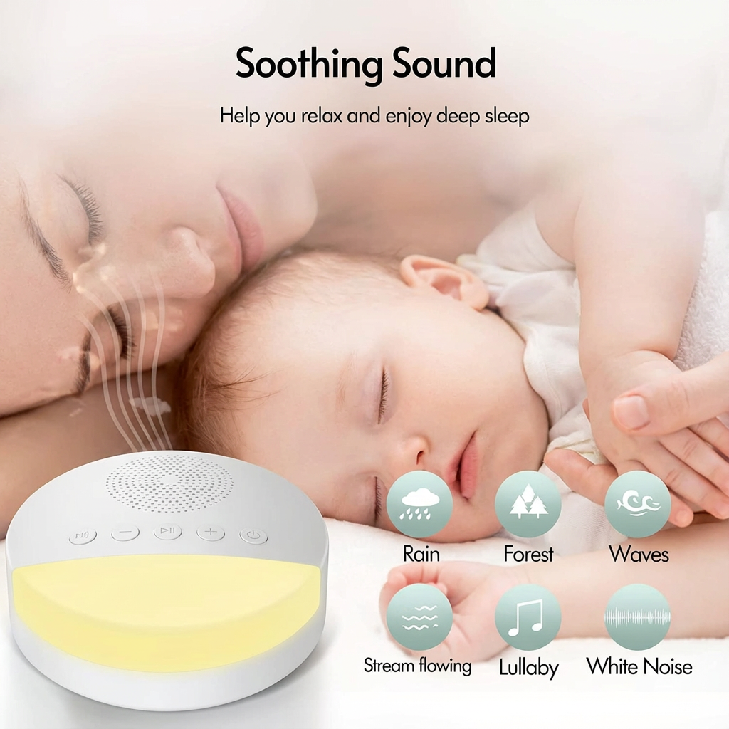 Soothing Baby Sleep Sound Machine with Night Light – Gentle Sounds for Nursery & Toddler Rooms